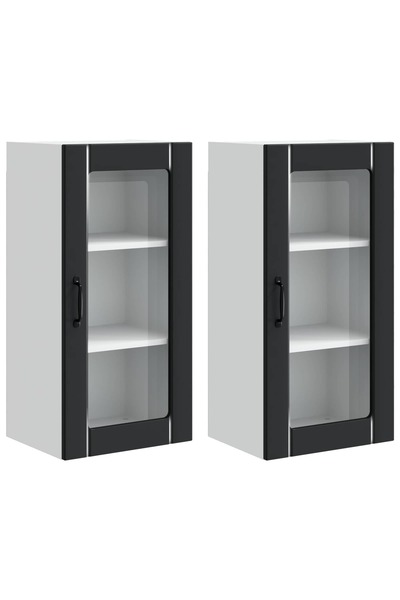 vidaxl Dulap de bucătărie 2 pcs Negru 40 x 31 x 80 cm Lemn compozit