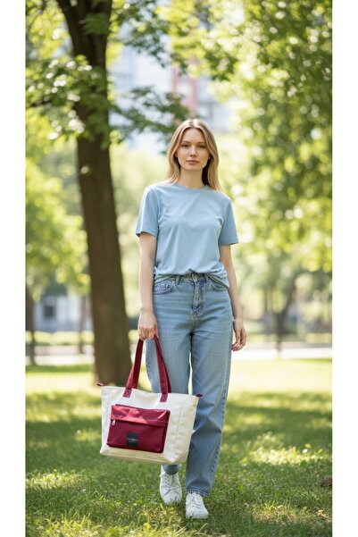 Caterina Collection Burgundy Culoare Hand and Shoulder Bag with Front Pocket ...