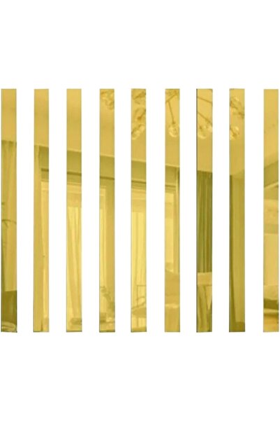 Arabest 10-Piece Acrylic Mirror Sticker,Long Strip Mosaic Wall Decor,50cm Gol...