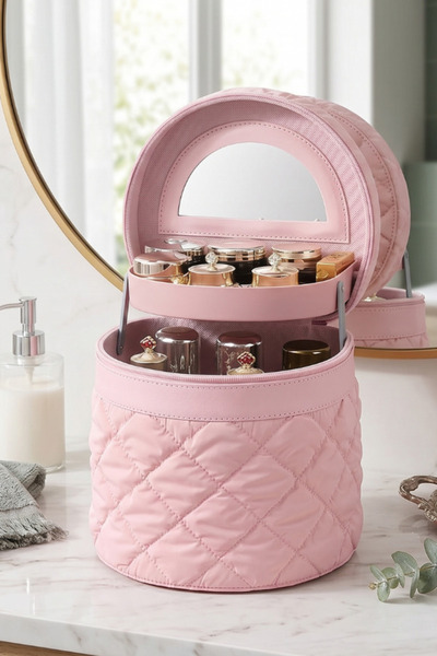 shop Pembe Renk İnci Detaylı Makyaj Ve Kişisel Bakım Çantası
