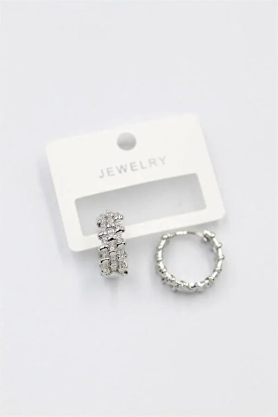 Marsilyan Nvdn- Ieg - Stone-Studded Hoop Earrings - Silver Iegrs-Nvdn1