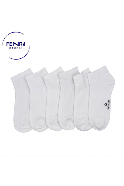 FENRA STUDIO Seamless Toe White Bootie Socks 6-Pack - Cotton Comfortable Socks