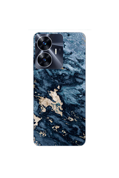 Other Realme Note 50 Marble Blue Gold Transparent Silicone TPU Θήκη
