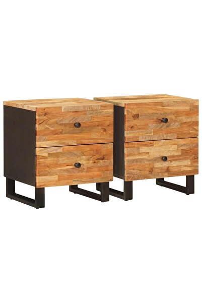 vidaxl Dulap de noapte 2 pcs Maro 40 x 33 x 46 cm Lemn de mango solid