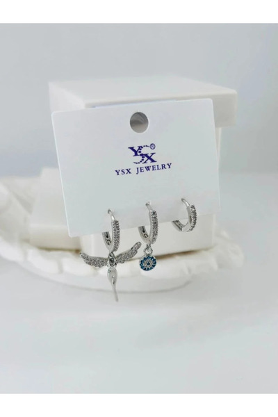 Marsilyan Nvdn- Ieg - Zircon Stone Triple Combination Earrings Iegrs-Nvdn1