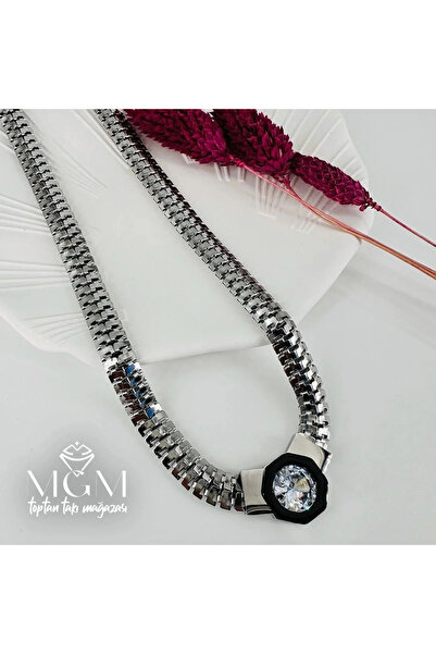 Marsilyan Nvdn- Ieg - Steel Zircon Stone Necklace Iegrs-Nvdn1