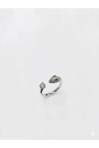 Marsilyan Nvdn- Ieg - Green Eyed Snake Detailed Ring Iegrs-Nvdn1