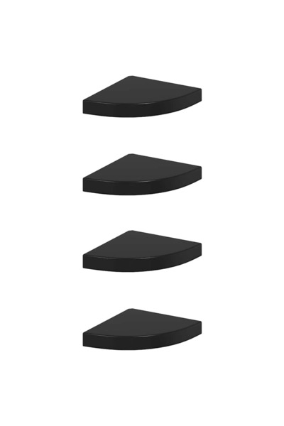 vidaxl Rafturi de colț, 4 buc., negru extralucios, 25x25x3,8 cm, MDF