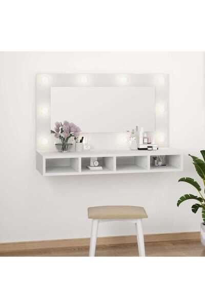 vidaxl Dulap cu oglindă și LED, alb, 90x31,5x62 cm