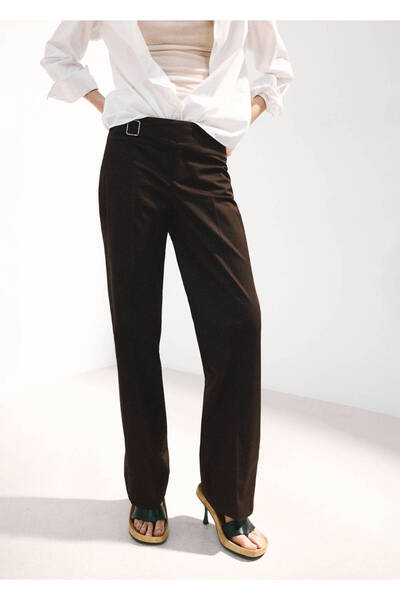 MANGO Woman Kemerli düz kesim pantolon