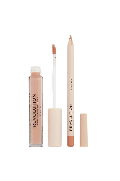 Makeup Revolution London Set Ruj Lichid, Stunner, 3 ml + Creion de Buze de Pr...
