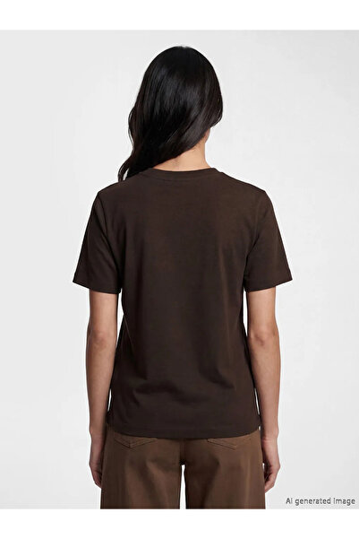 LC Waikiki Brown Crew Neck California Printed Women's T-Shirt