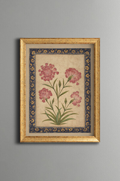 epiqart Pink Carnation Motif - Vintage Patterned Frame - Slim Model