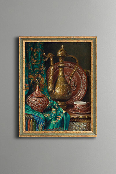 epiqart Vintage Antika İbrik ve İşlemeli Dekoratif Obje - Vintage Desenli Çer...