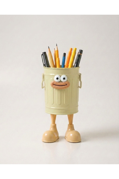 Limmy Cute and Funny Desktop Pen Holder with Metal Body - Cream