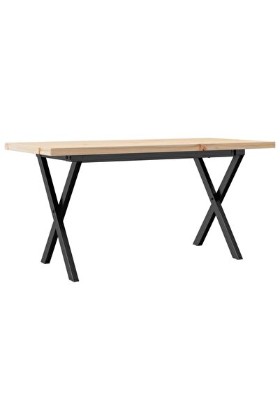 vidaxl Masă de cafea, cadru X, 100x50x45,5 cm, lemn masiv pin și Oţel