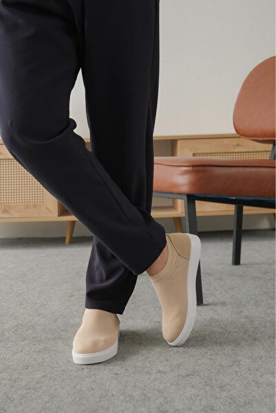 Kuback Kb-106 Beige Knitwear Casual Men's Shoes