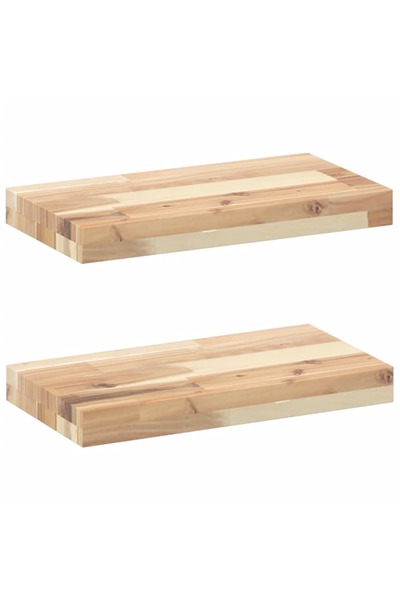 vidaxl Rafturi suspendate 2 buc. 60x20x4 cm lemn masiv acacia netratat