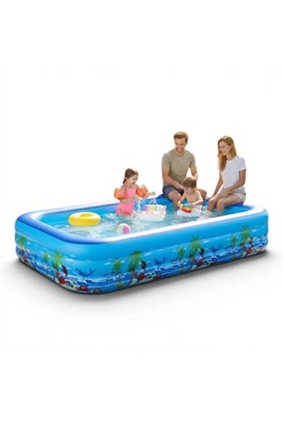Trendily Family Inflatable Pool — 260×165×54 cm, 3 Rings, Resistant PVC