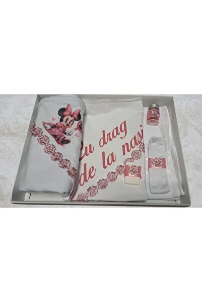 HUGBEBE Baptismal set, 6-piece Top Bottom Set , pink Minnie, with lace