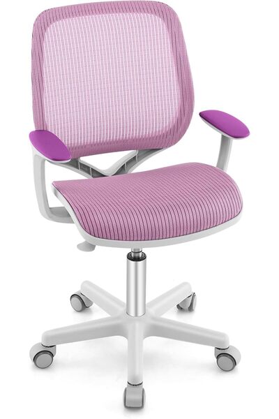 COSTWAY Scaun ergonomic pentru copii, reglabil pe înălțime, cu cotiere și roț...