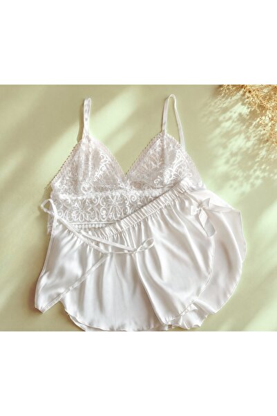 NEVA Lingerie Saten Dantelli Şortlu Pijama Takımı