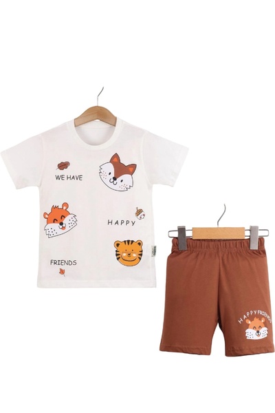 LİLİYUM Set dublu imprimat pentru băieți, tricou/șort de vară, 1-4 ani