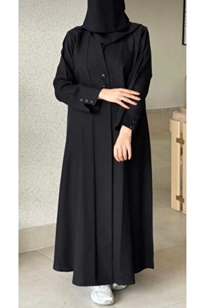WAHAJ DRESSES Plain Black Abaya Azarir