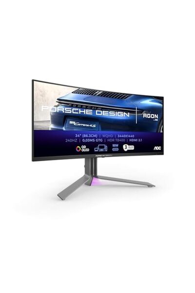 Aoc Agon Pro PD34-34 inç WQHD OLED oyun monitörü, 240 Hz, 0,03 ms, FreeSync P...