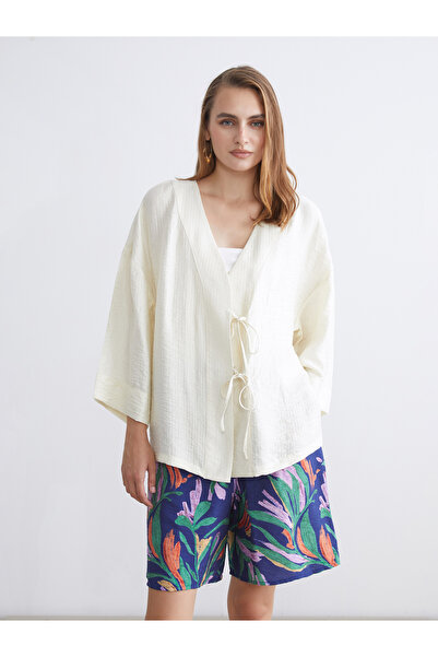 LC Waikiki Kimono de damă texturat cu decolteu în V