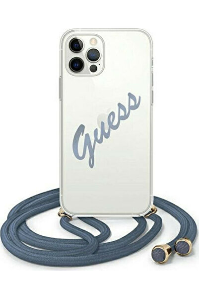 Guess Πλαστικό Πίσω Κάλυμμα Vintage με Λουράκι Μπλε (iPhone 12 / 12 Pro) Κωδι...