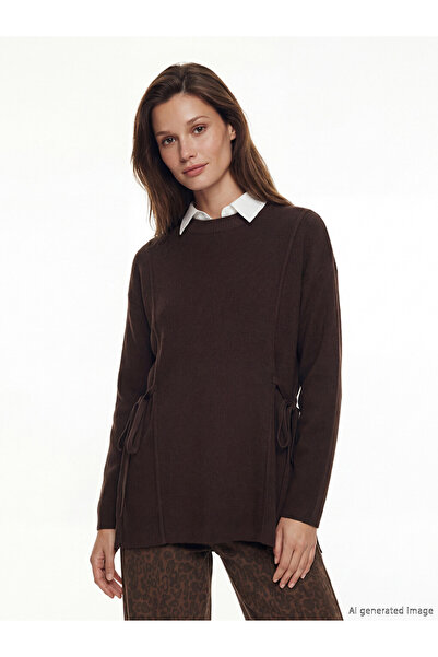 LC Waikiki Brown Crew Neck Women's Knitwear Tunic