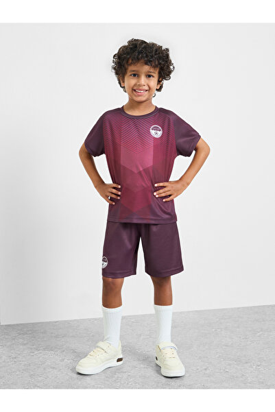 Styli Kids Football Inspired Qatar Print Jersey T-Shirt and Shorts Set