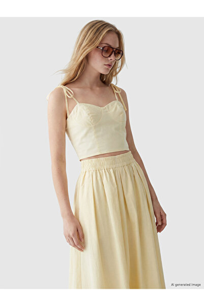 LC Waikiki Esvab • Modern & Distinctive Heart Roba Collar Rope Strap Crop Blouse