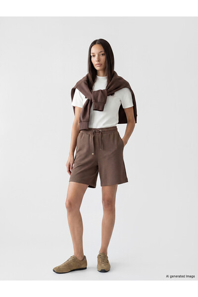 LC Waikiki Brown Women's Shorts with Elastic Waist