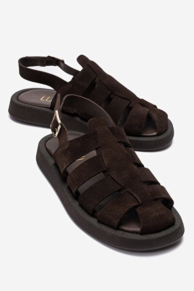 LuviShoes Joura Brown Suede Genuine Leather Women's Sandals