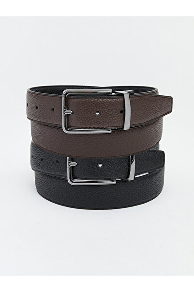 LC Waikiki Rmz Gi̇yi̇m Farkiyla Leather Look Men's Belt 2-Pack