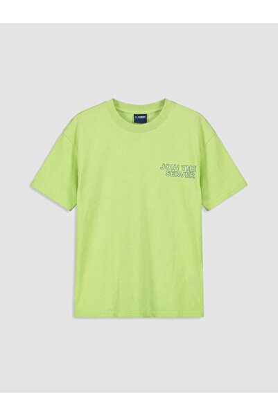 LC Waikiki Green bicycle collar printed boy's t-shirt from gulis clothing