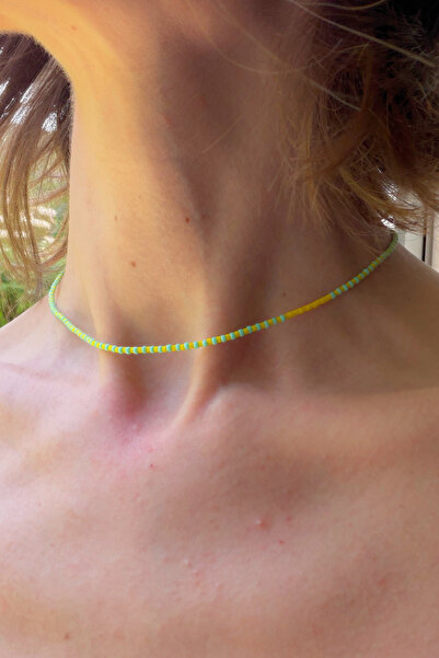 NOKCE Renkli Miyuki Kolye, El Yapımı Ayarlanabilir Yazlık Choker Kolye