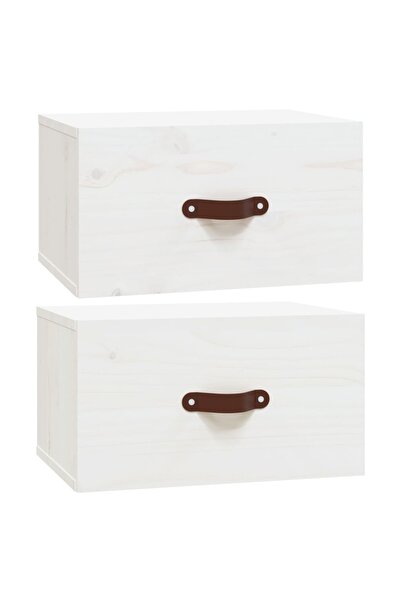 vidaxl Noptiere de perete, 2 buc., alb, 40x29,5x22 cm