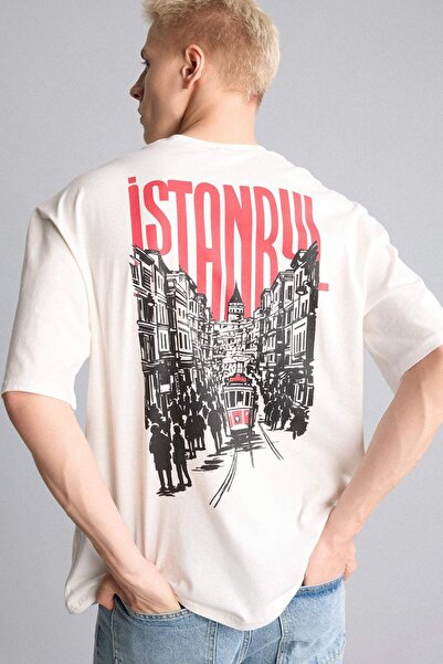 DeFacto Boxy Fit Crew Neck Printed Short Sleeve T-Shirt I2345Ax26Sm