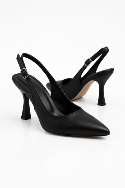 GENCTANİR SHOES Kadin Harmony Black Leather Heeled Shoes