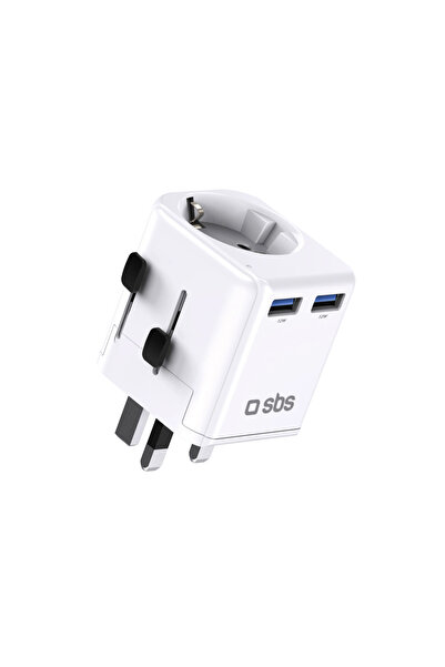 SBS Adaptor de călătorie 2x USB-A pentru încărcare europeană, sursă de alimen...