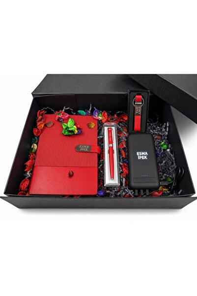 NesiVa Kişiye Özel Premium Hediye Seti – Defter, Kalem, Powerbank, Anahtarlık