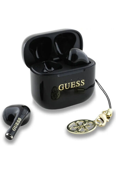 Guess Ακουστικά Bluetooth Handsfree με Γυαλιστερό Εφέ, Τυπωμένο Κλασικό Λογότ...