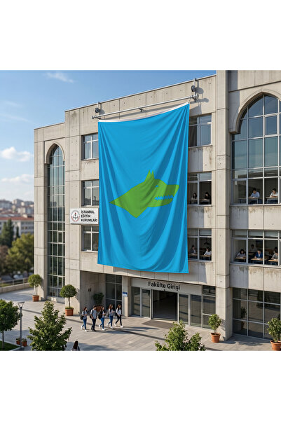 puntodizayn Mavi Yeşil Göktürk Bayrağı 140gr Premium Raşel Kumaş 6x9 metre
