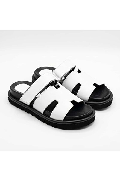 SİBA SHOES شبشب نسائي من الجلد الطبيعي من Eos مزين بشريط فيلكرو