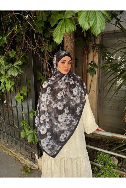 ARZU SEMA Elya Desen Black Bamboo Crush Shawl 75X185 cm