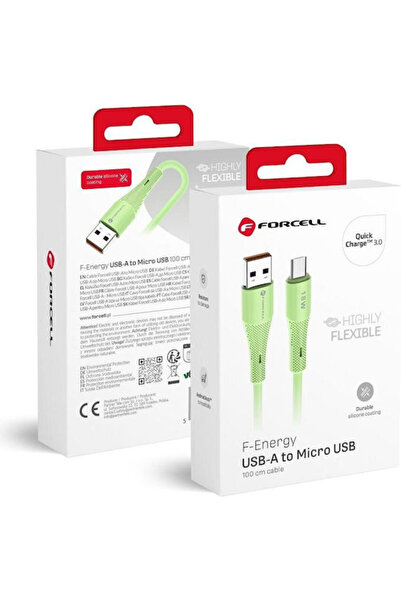 Forcell Καλώδιο USB 2.0 σε micro USB, κανονικό, 1μ, πράσινο