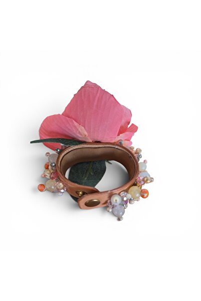 Enanice Handmade Camel Skin Bracelet with Beads, Stones and Flowers